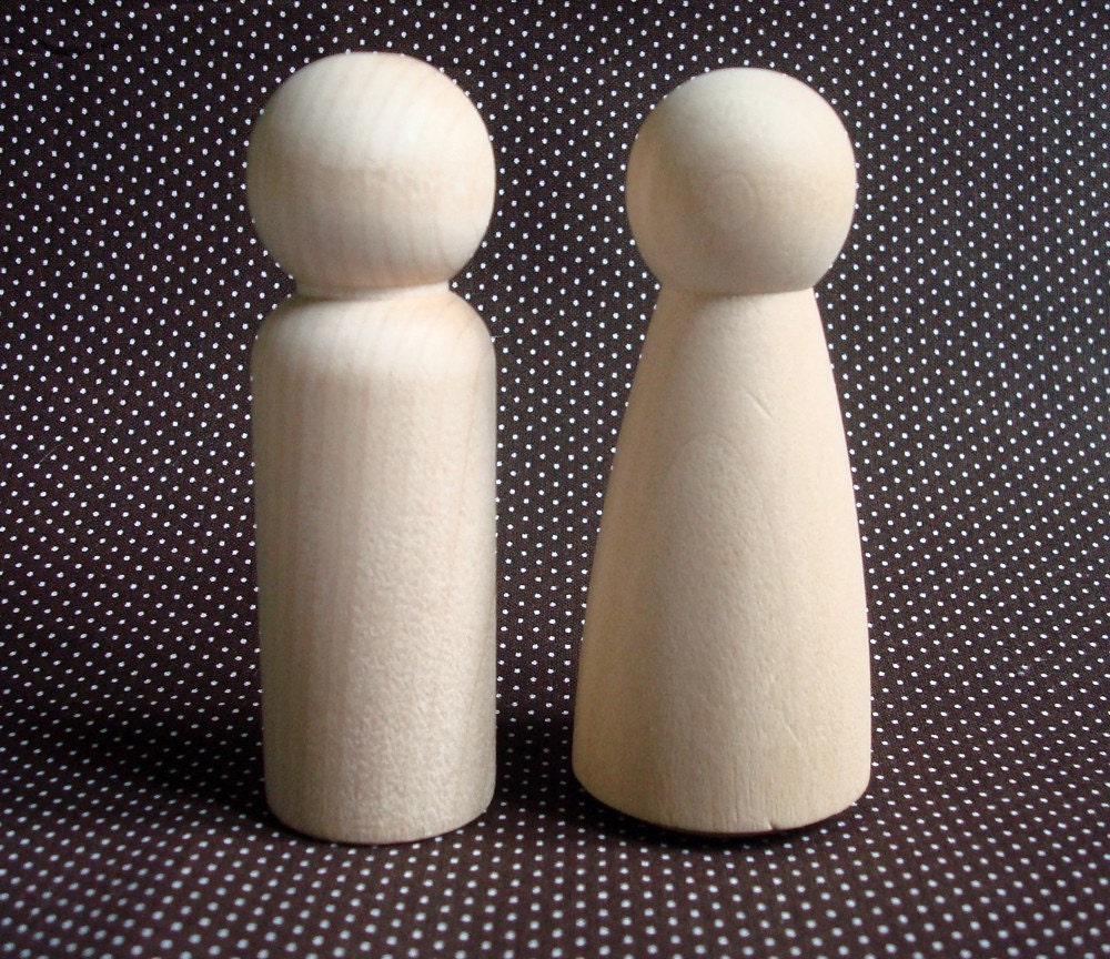 Unfinished Wood Doll Couples- Large DIY Wedding Cake Topper Bride and Groom