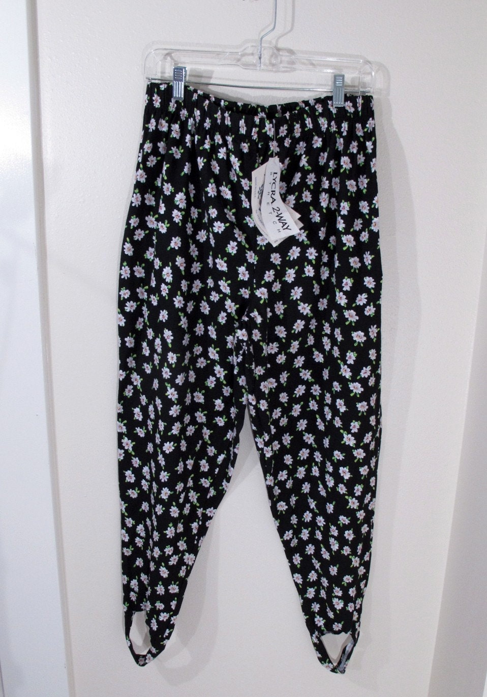 Vintage '80s Floral Stirrup Pants Plus Size by KFTvintage on Etsy