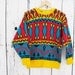 80s Bright Southwest Geometric Pattern Sweater - MEDIUM