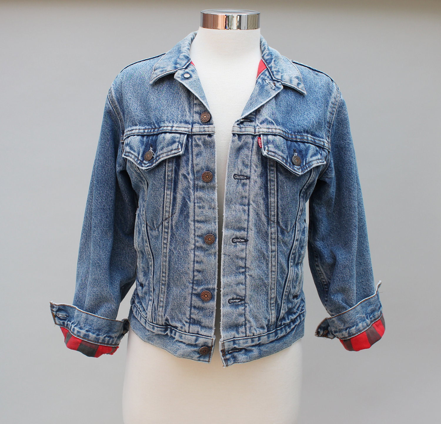 80s Vintage Levi's Jacket with Plaid Flannel Lining - MEN / xs - Women / MEDIUM