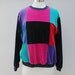 80s Vintage Women's Checkered Velour Sweatshirt - LARGE