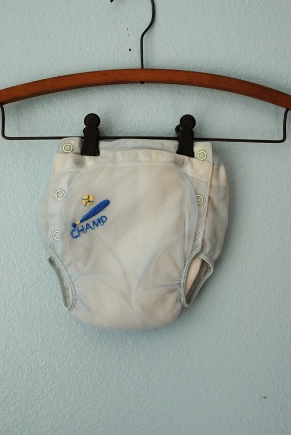 vintage baby boy cloth diaper and plastic liner by 3RingCircus