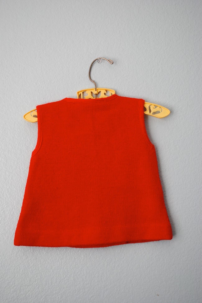 vintage baby girl red sleeveless sweater