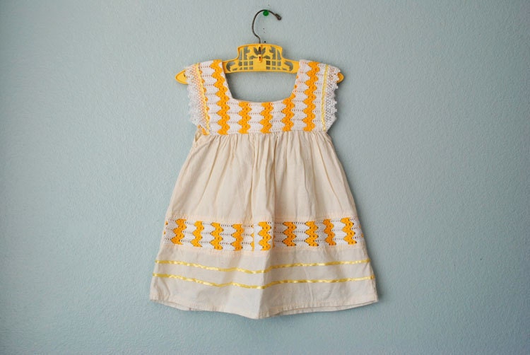 RESERVE/ ON HOLD vintage girl cream and gold dress.top