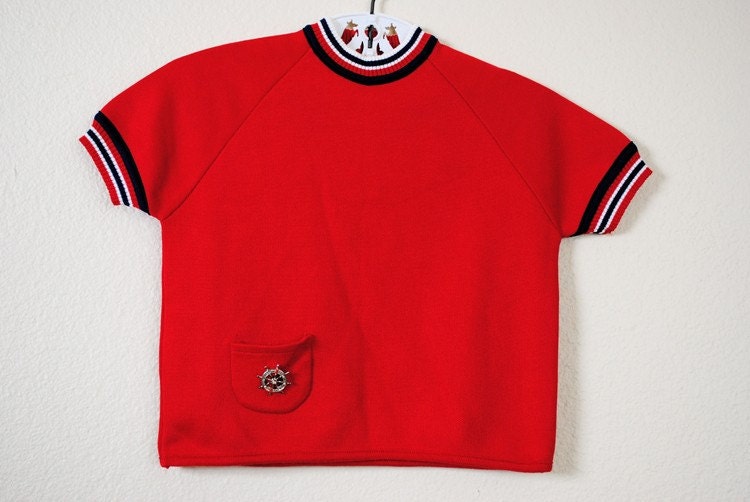 vintage red toddler nautical sweater