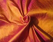 Burnt Orange Magenta iridescent 100% dupioni silk fabric yardage By the Yard 45" wide