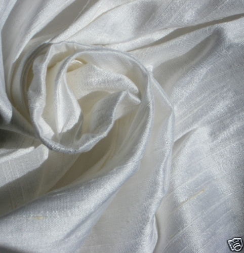 Pure White 100% dupioni silk fabric yardage By the Yard 45" wide