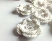 White flowers crocheted appliques, embellishments two layer wedding decorations, favors /set of 9/