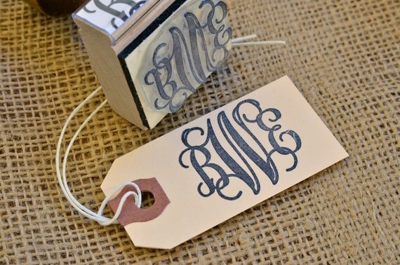 Custom vine monogram wooden hand stamp - 10 to 14 day turnaround timeframe