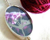 Silver Memory Locket with Hydrangea and Silk Organza by Cari-Jane Hakes, Hybrid Handmade, from the 'A Stitch in Time Saves Nine' series
