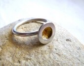 Silver and Gold Stacker, Curious Crater Ring by Cari-Jane Hakes, hybrid handmade from the Essential Simplicity Series
