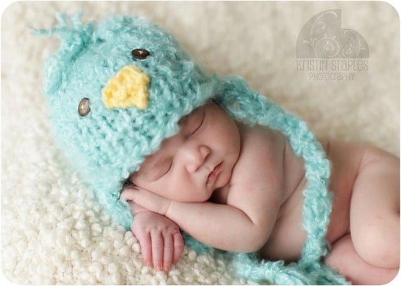 Little Fluffy  Knit Baby Chick Hat, Adorable Photography Prop for Spring