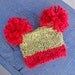 Little Square Knit Pom Pom Baby Hat in Christmas Colors