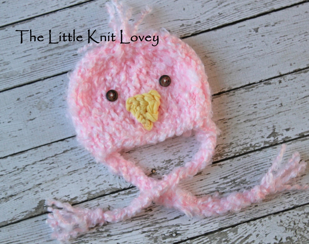 Little Fluffy  Knit Baby Chick Hat, Adorable Photography Prop for Spring