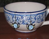 Blue Rose Teapot Earrings Handmade By HardwareHoney Jewelry