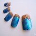 Southwestern Nail Art Hammered Metal Finish ( turquoise, blue, copper, fingernail art, 3D nails, artificial, tribal design)