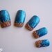 Southwestern Nail Art Hammered Metal Finish ( turquoise, blue, copper, fingernail art, 3D nails, artificial, tribal design)
