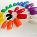Crayon Nail Art in Rainbow Colors fingernails acrylic tips fake nails design simple made with tree nail blanks