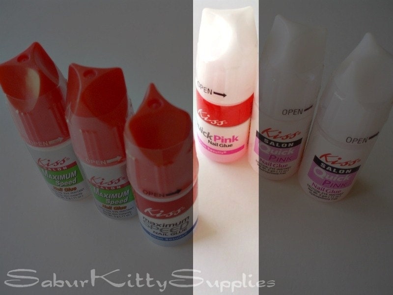 Pink Kiss Nail Glue (1) One Bottle Quick Kiss Brand for Artificial Nails