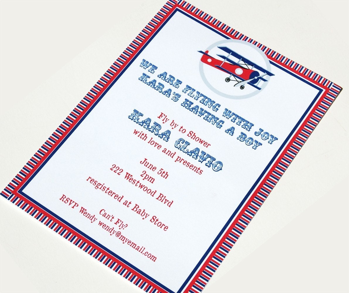 Vintage Bi-Plane Printable Invitation Il_570xn