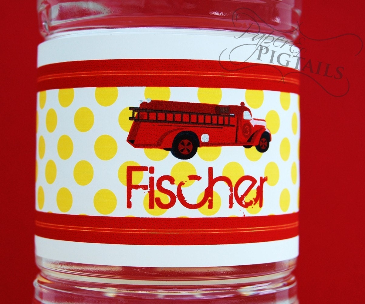 Old Firetruck Printable Water Bottle labels Il_570xn