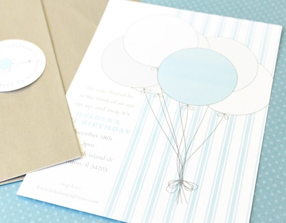 Balloons Make Me Happy Printable EDITABLE Invitation Il_570xn