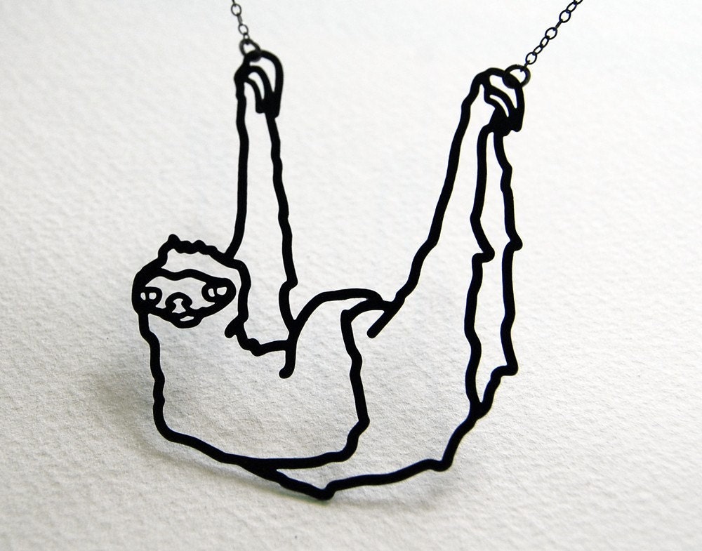 Three toed sloth necklace