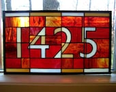 House Numbers in Stained Glass with Contemporary Font 5-Digit