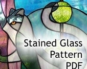 PATTERN for Black and White Cat Stained Glass