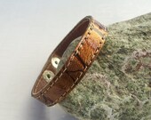 SALE / Ochre Patent Leather Bracelet / Croco Pattern - Justlena
