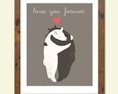 8X10 Art print features 2 hugging bears with the phrase "Love You Forever".