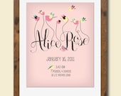 Personalized nursery art print featuring your baby's name and birth stats