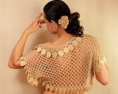 Land of Dreams / Crochet Caramel Shrug -Wedding Bridal Bolero-Short Sleeve Bolero Jacket (S-M-L) Bridesmaid Lace Fashion-Spring Accessories - lilithist