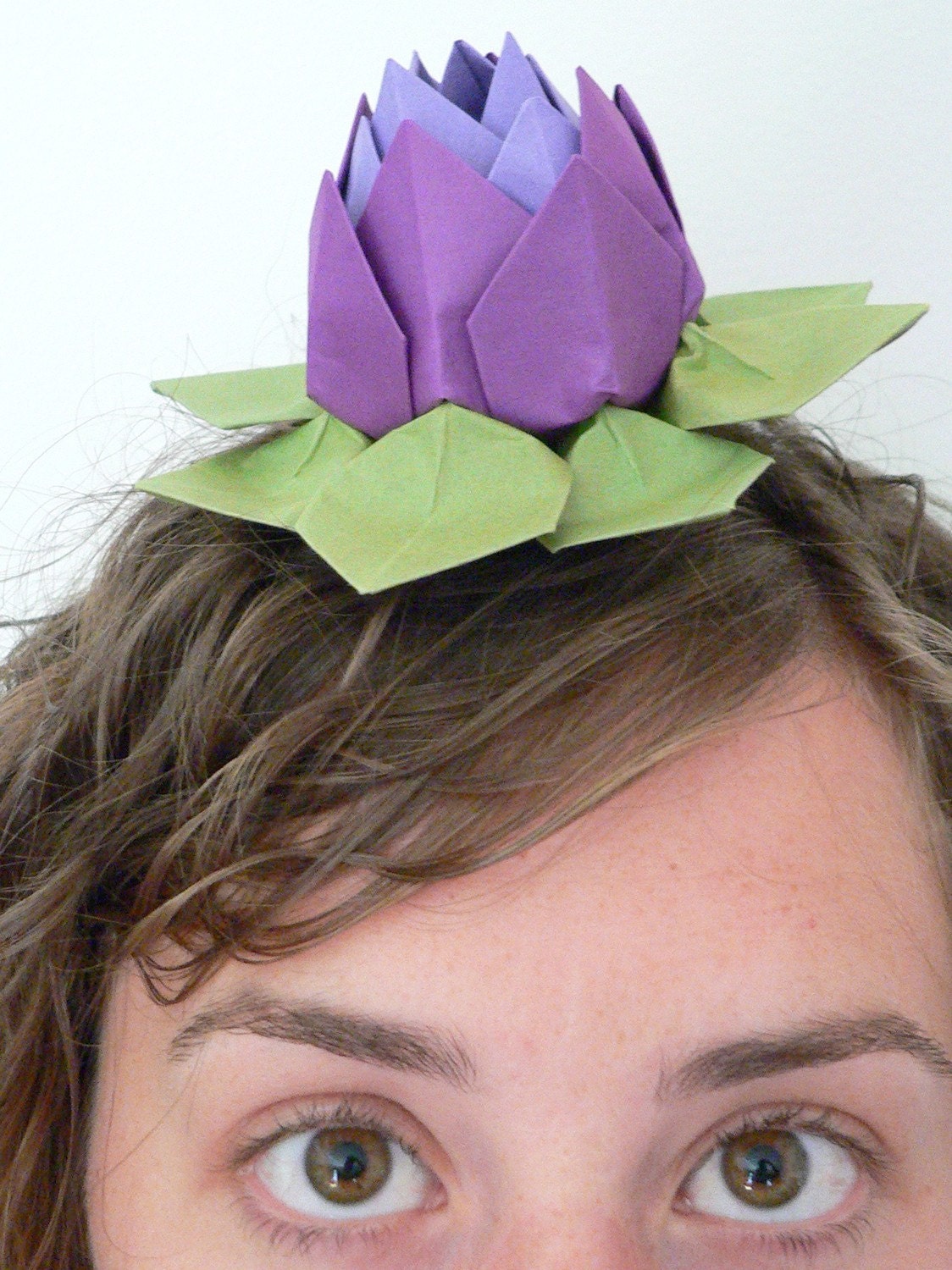 Lotus Flower - Origami Paper Flower - Gift, Decoration, or Favor -- Purple, Grape, Moss Green