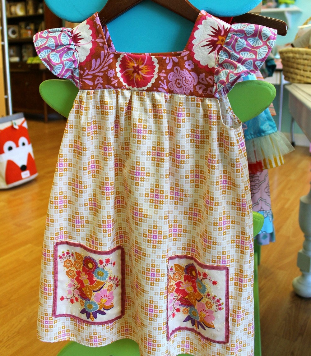 Girls Spring Play Dress- Square Neck Dress with Pockets