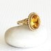 Vintage Adjustable Cocktail Ring Faux Citrine 12KGF