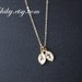 Initial necklace, 2 initial leaf necklace, personalize jewelry, GOLD FILLED, simple dainty leaf charm necklace, personalize necklace