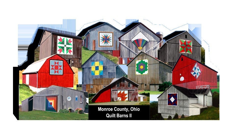 Quilt Barn Collage II - Freestanding Wood Collectible