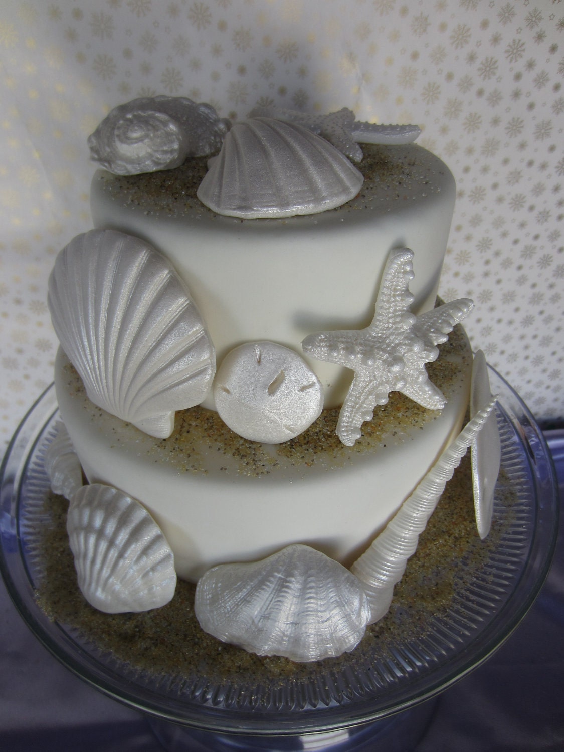 edible sea shells with sand set of 10 pearl white