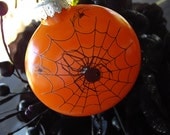 Orange Glass Halloween Spider Ornament