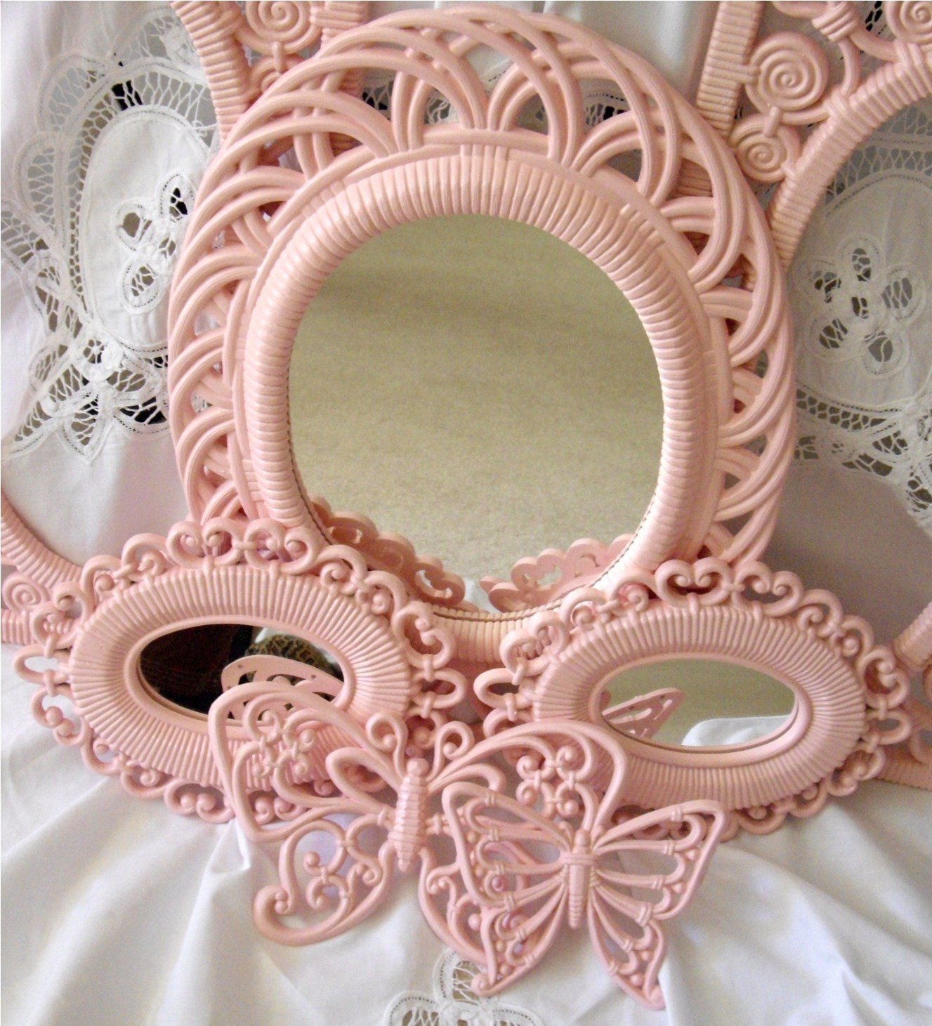 SALE......Vintage Shabby Cottage Pink Chic FRAMES and BUTTERFLIES