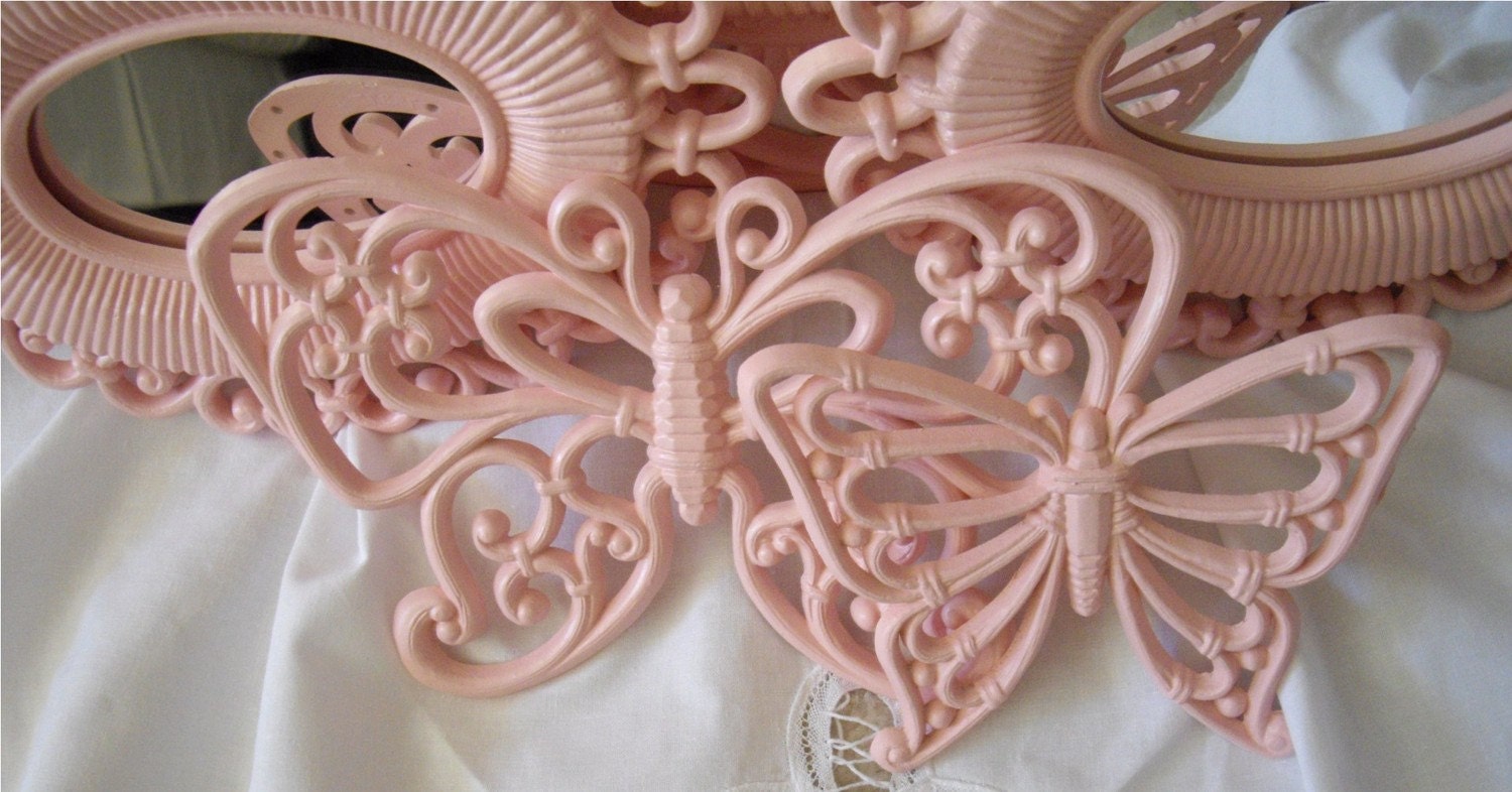 SALE......Vintage Shabby Cottage Pink Chic FRAMES and BUTTERFLIES