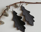 Woodland Oak Leaf Silhouette Earrings - Eco Friendly Jewelry, Surgical Steel Earrings