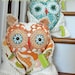 LAST ONE - Big whoot whoot Plush Good Luck Owl Friend cotton FABRICs and cream chenille modern Peach designer