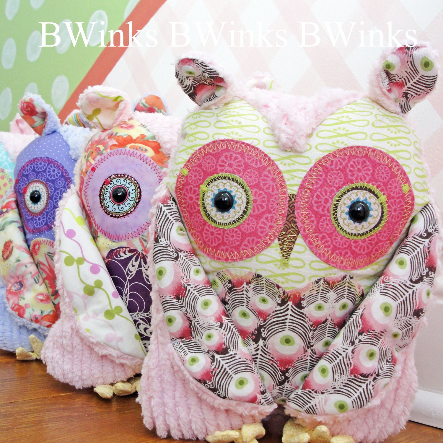 Owl Pillow - Stuffed Animal Owl Friend - Pink Peacock - ONLY 2 Remaining