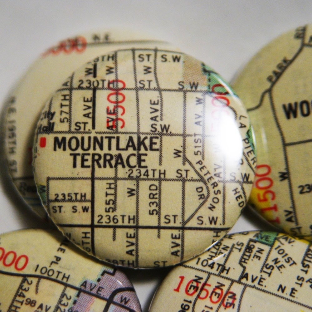 Seattle 1973 - Map Button Set - 4 Buttons