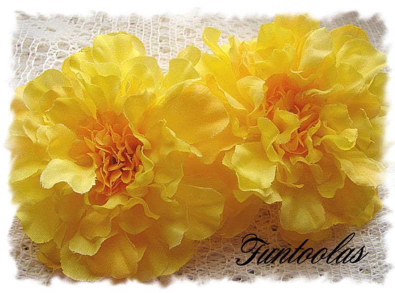 Mary - 3 1/4 inch Silk Flower Marigold Yellow Set of 2