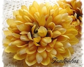 Madison - 4 inch Mum Silk Flower Autumn Yellow Set of 2