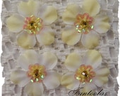 Christina - 1 1/4 inch Silk Flower with Sequins Yellow Set of 4