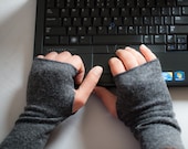 Mens Fingerless Gloves, Charcoal Grey Arm Warmers for Men, Valentines gift for him